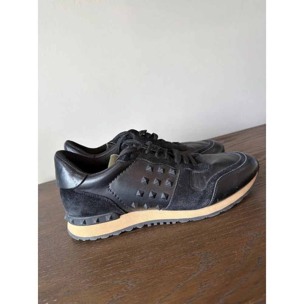 Valentino Garavani Rockstud Rockrunner Sneakers Black Mens Size 9 IT 42